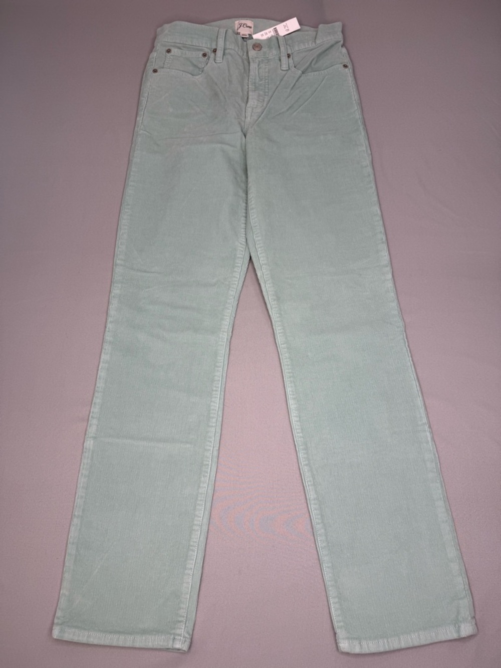 J. Crew Vintage Slim Straight Light Green Corduroy Pants Size 28T NWT